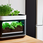 **Prompt 1 (Smart Composting at Home):**
    A futuristic, sleek smart composter in a clean, modern kitchen. A user, smiling and engaged, interacts with a smartphone displaying real-time data (temperature, humidity) from the composter. Lush green herbs or small plants are visible nearby, symbolizing the outcome. The overall atmosphere is one of ease, innovation, and clean technology turning food waste into a valuable resource at home. Soft, natural lighting. --ar 16:9 --v