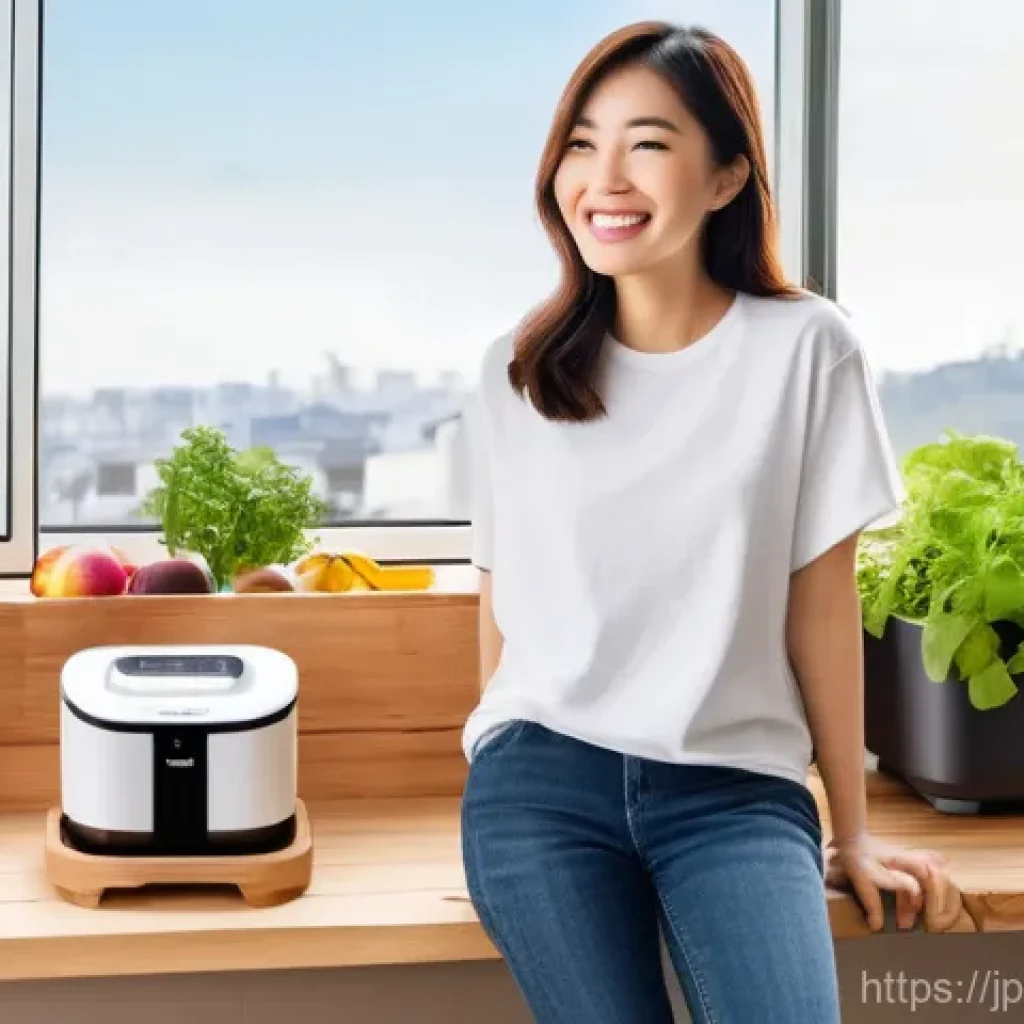 퇴비화 시스템의 확산을 위한 캠페인 전략 - **Prompt 1: Accessible and Stylish Home Composting**
    A bright, inviting image of a smiling Japan...