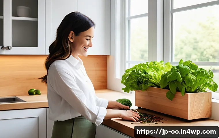 퇴비화 시스템의 고도화와 혁신 사례 - **Prompt 1: AI-Powered Smart Composting in a Modern Kitchen**
    A bright, clean, and minimalist ki...