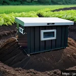 퇴비화 시스템의 성과 측정 방법 - A detailed cross-sectional view of a compost pile showing temperature sensors and a digital temperat...